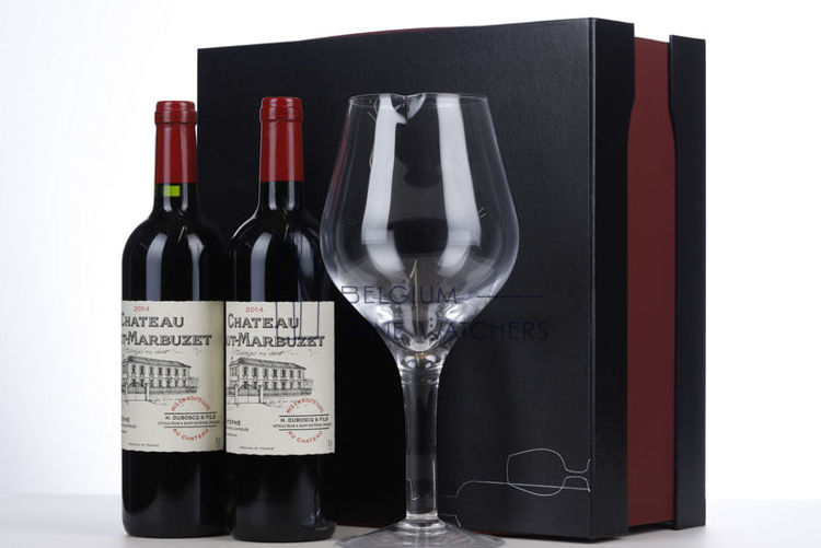 Picture of 2014 Haut Marbuzet  2 bottles in a luxury gift box with decanter